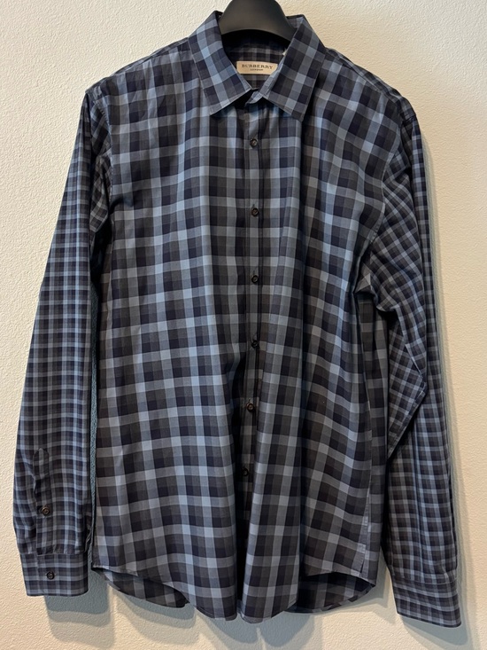 Burberry Other - Burberry London Men's Blue/Gray Check Button-Down Shirt Size XL